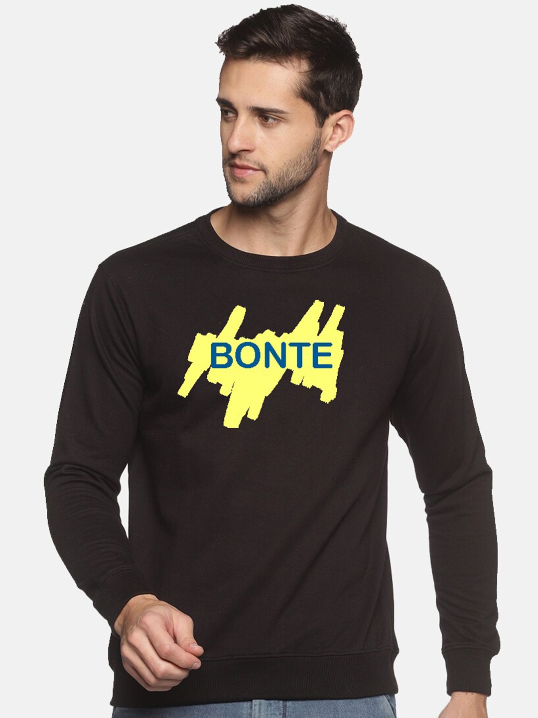 

THE BONTE Men Black Printed Cotton Sweatshirt