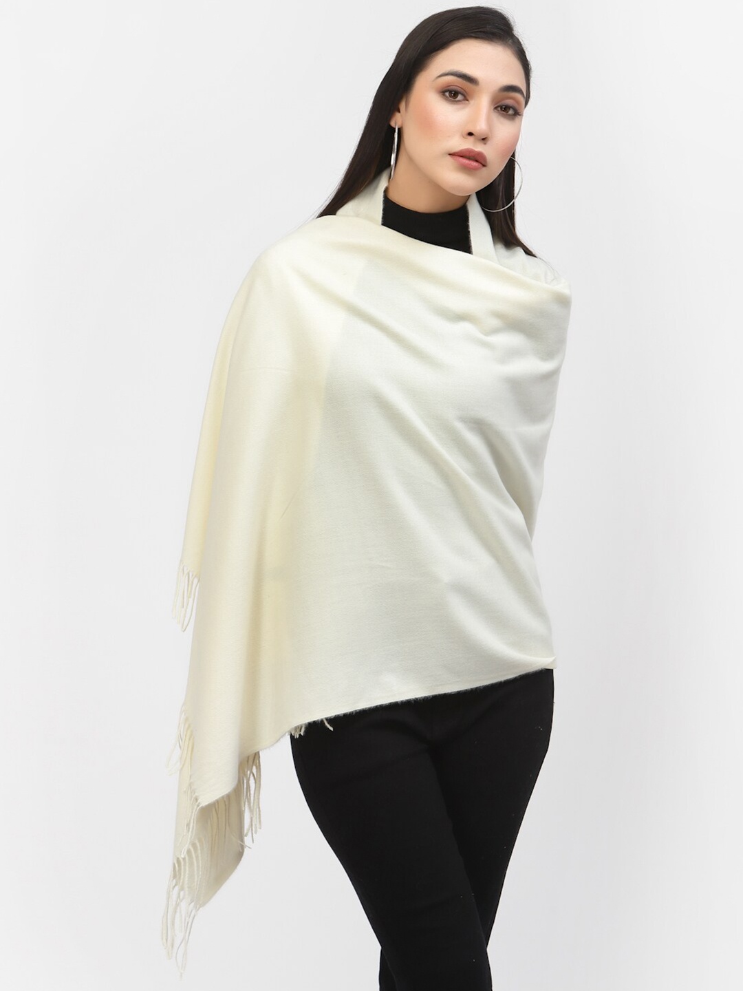 

Calvadoss Women Off White Solid Stole