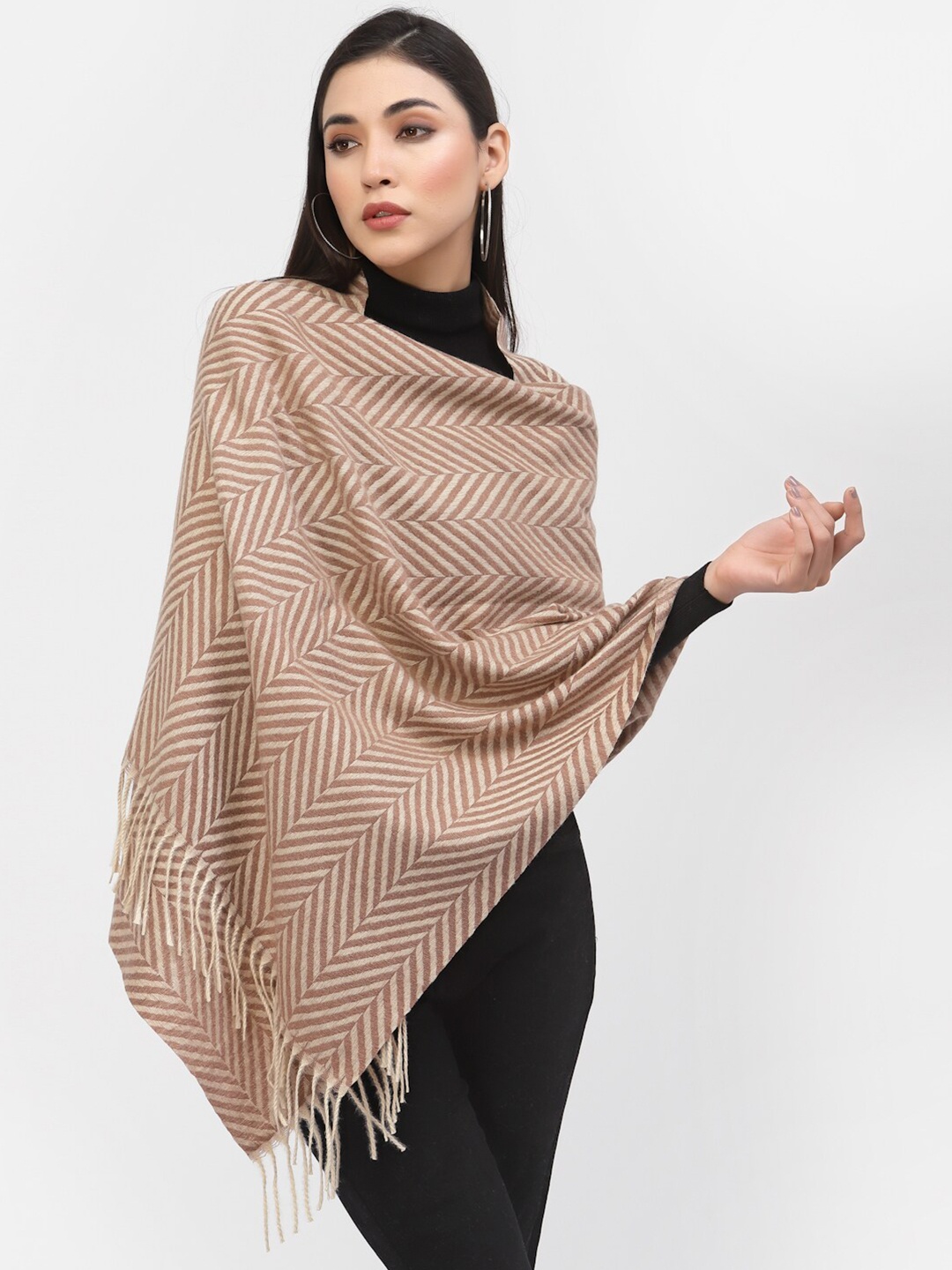 

Calvadoss Women Brown Striped Stole