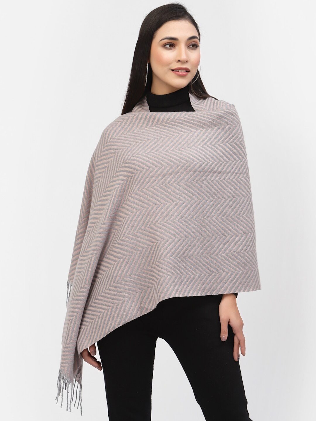 

Calvadoss Women Pink Striped Stole