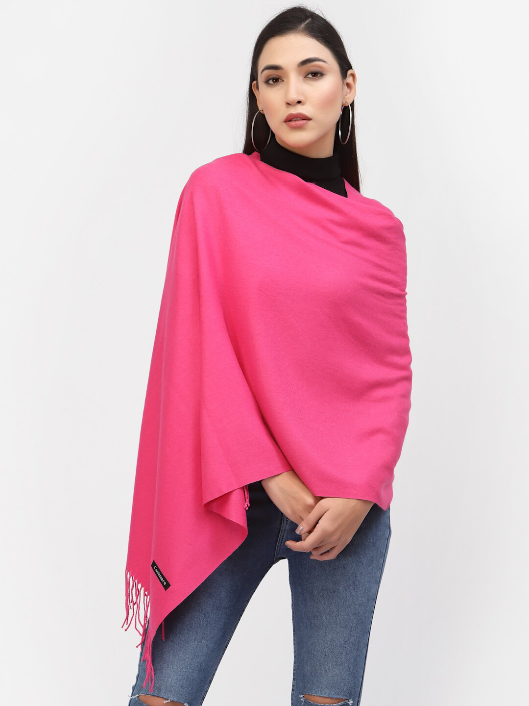 

Calvadoss Women Pink Solid Shawl