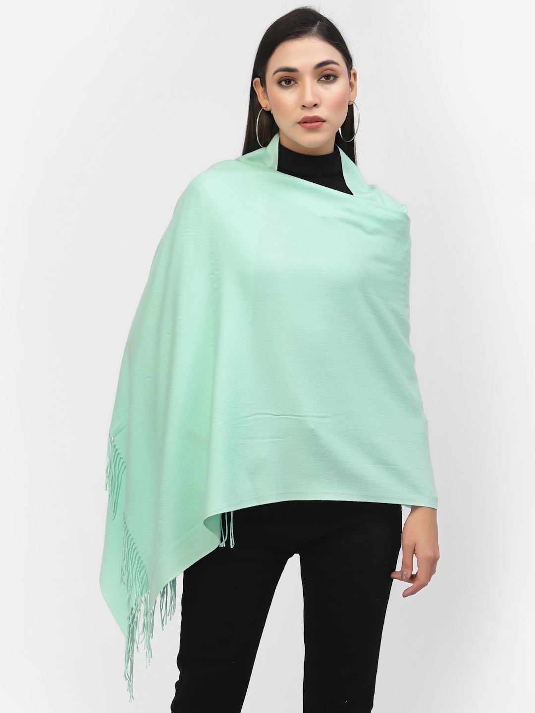 

Calvadoss Women Sea Green Solid Shawl
