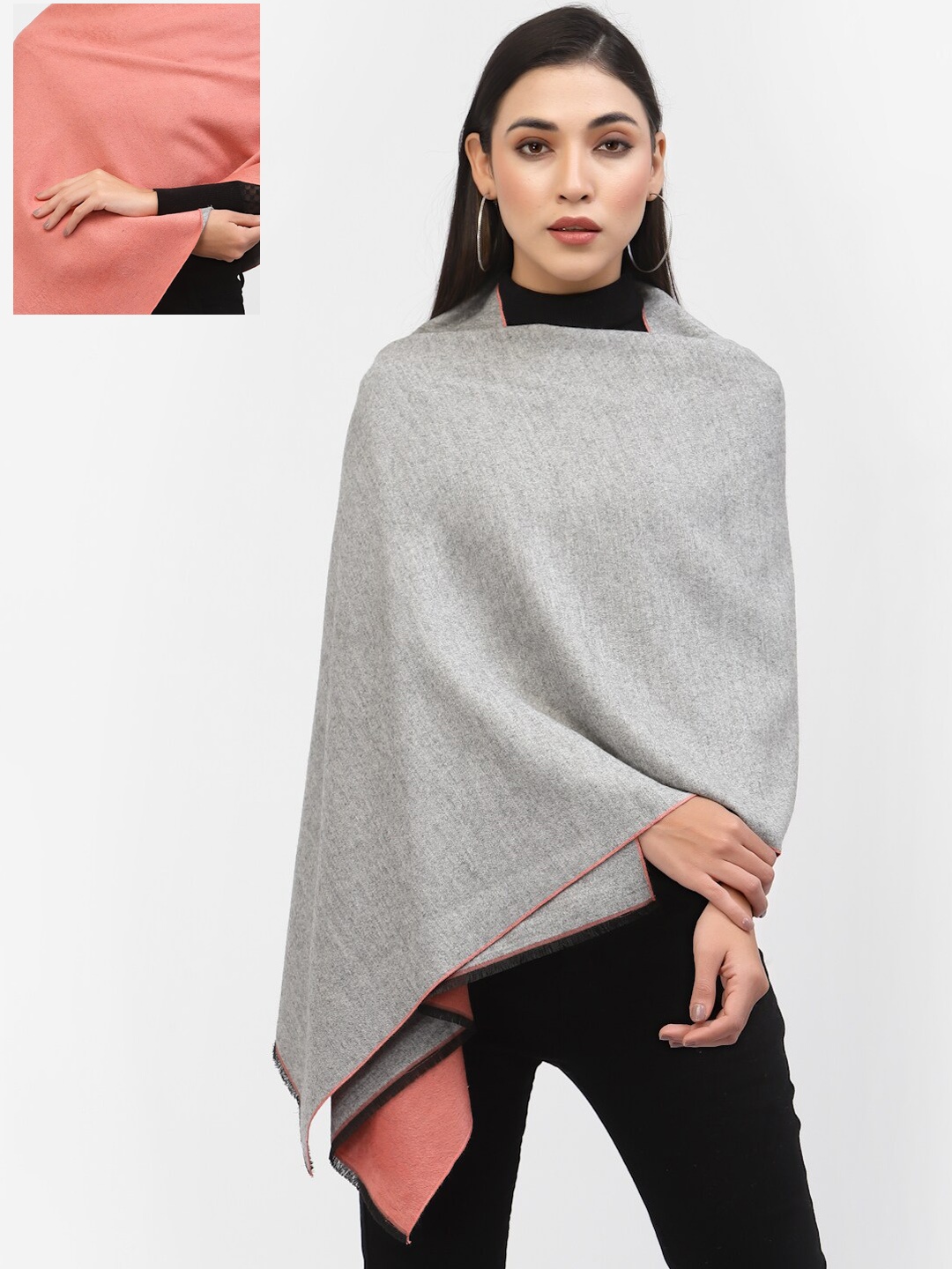 

Calvadoss Women Pink Solid Reversible Shawl