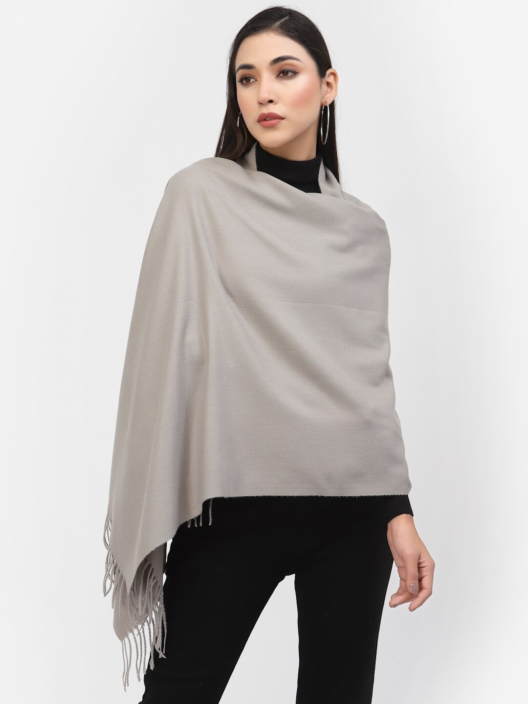 

Calvadoss Women Grey Solid Shawl