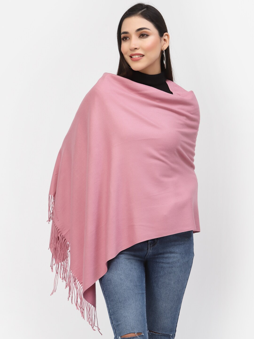 

Calvadoss Women Pink Solid Shawl