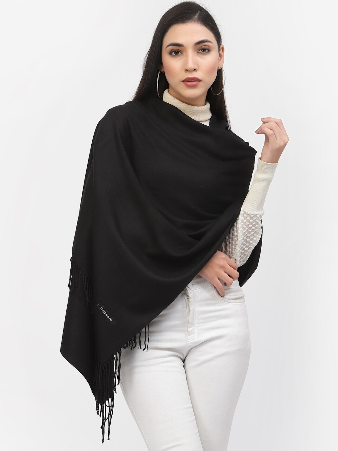 

Calvadoss Women Black Solid Shawl