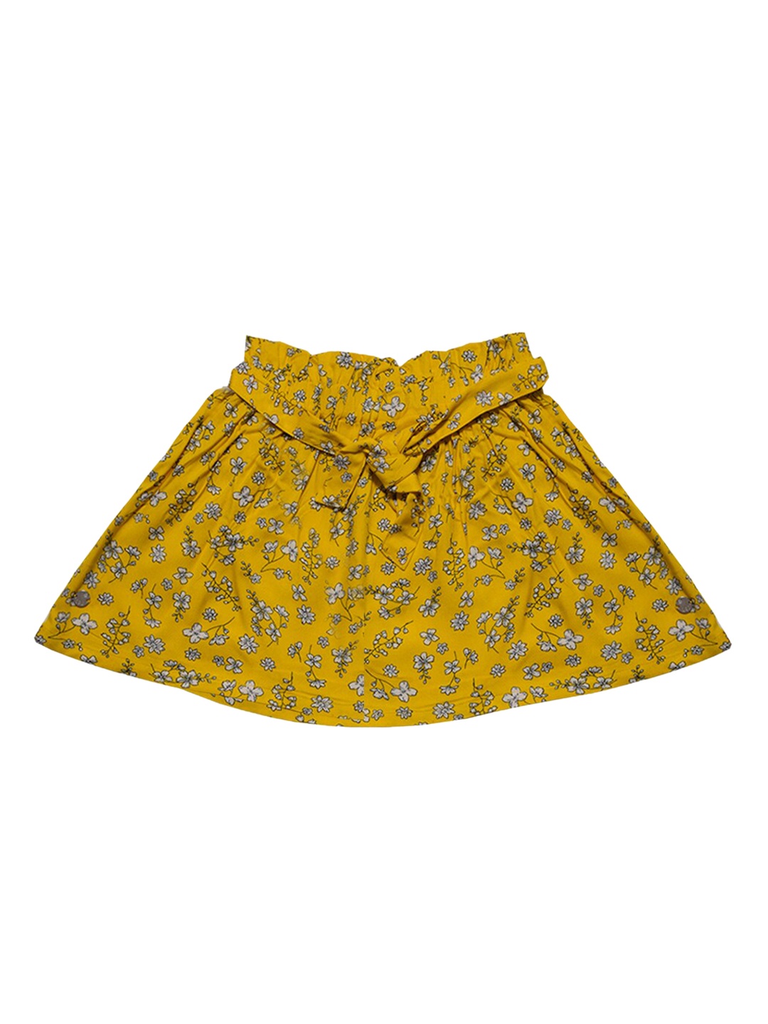 

Gini and Jony Girls Yellow Printed Cotton Blended Mini A-Line Skirt