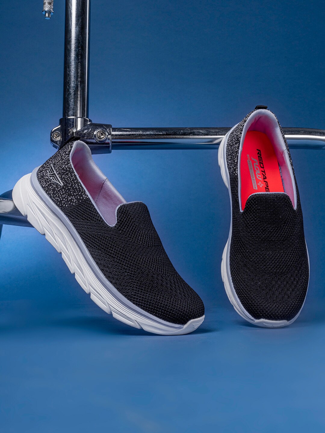

Red Tape Women Black Textile Walking Shoes