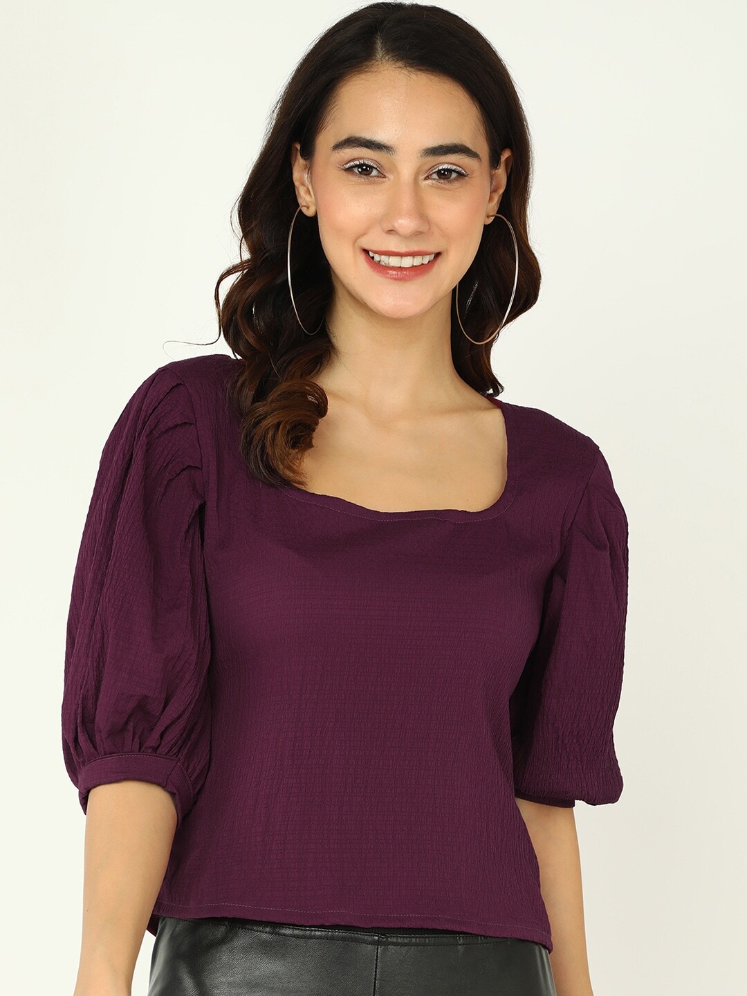 

DressBerry Puff Sleeves Top, Purple