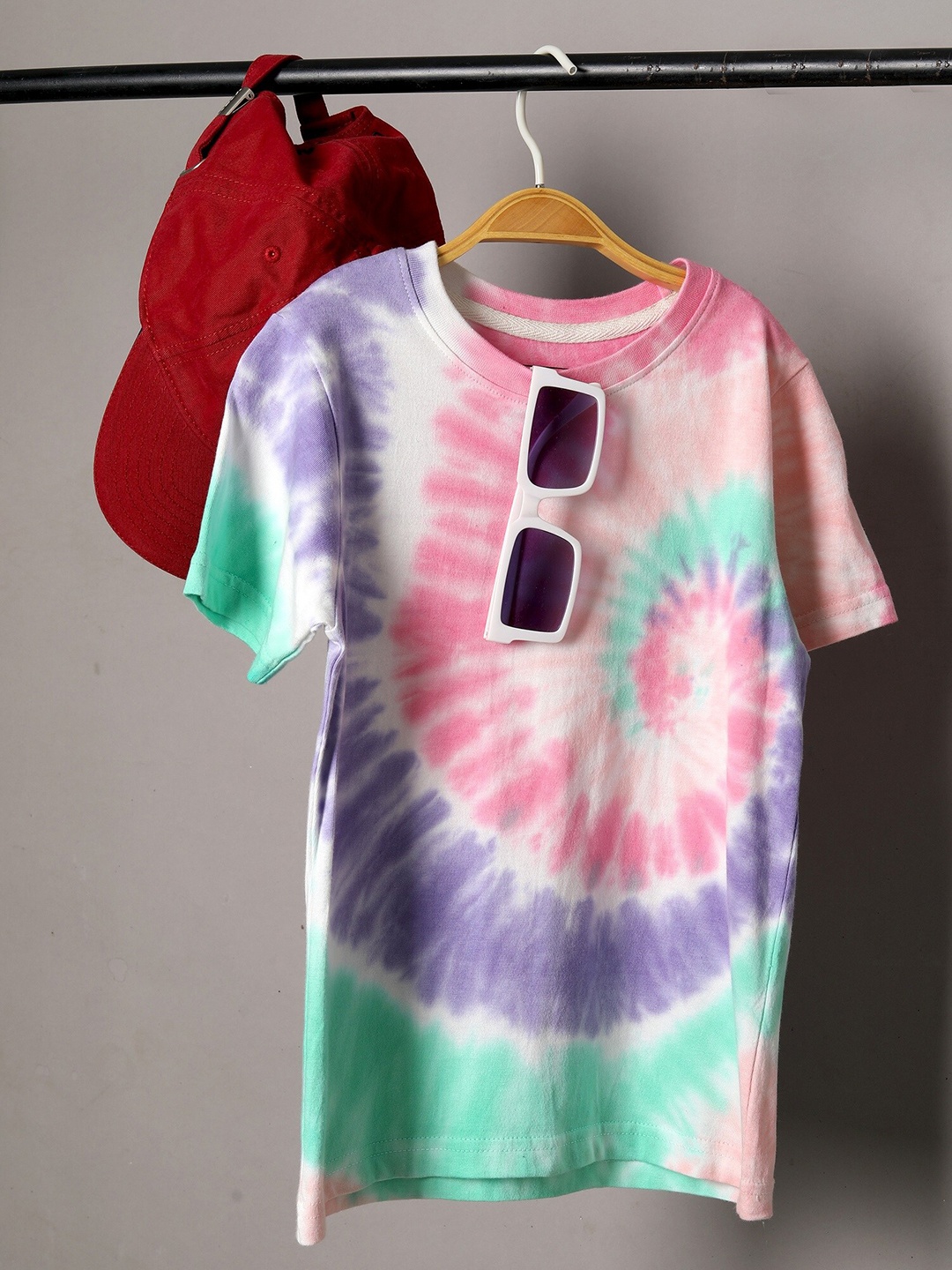 

Jumping Joey Boys White & Pink Tie and Dye Dyed Pure Cotton T-shirt
