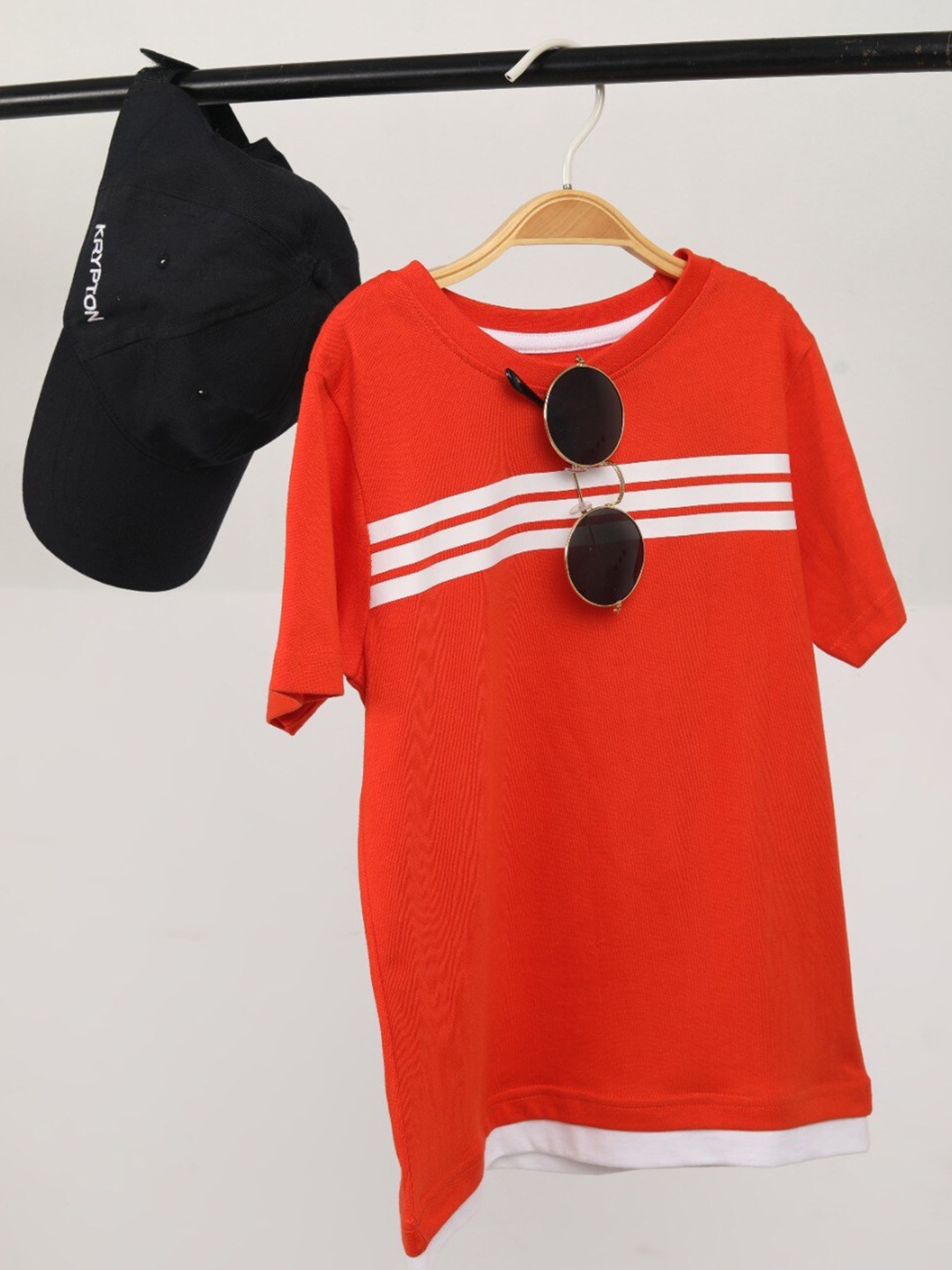 

Jumping Joey Boys Orange Striped Pure Cotton T-shirt