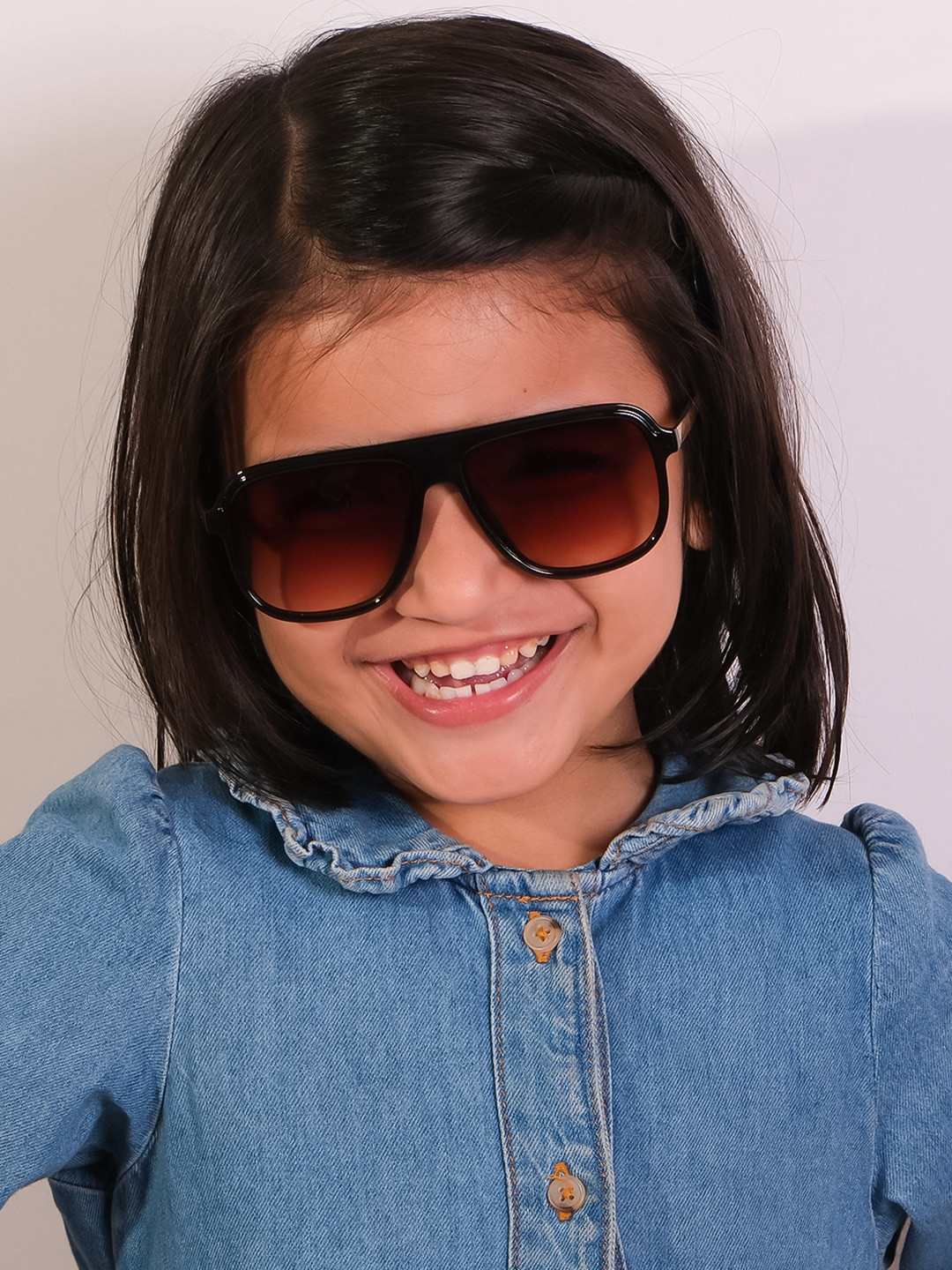 

DukieKooky Unisex Kids Brown Lens & Brown Square Sunglasses with UV Protected Lens
