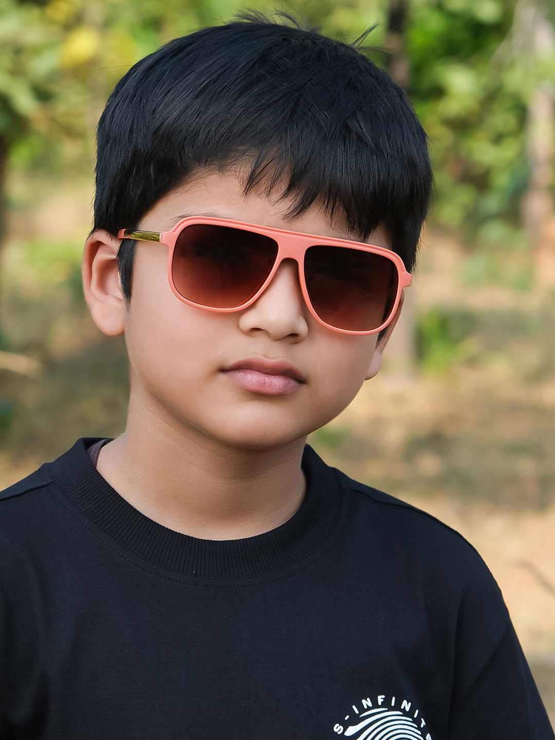 

DukieKooky Unisex Kids Brown Lens & Orange Square Sunglasses with UV Protected Lens