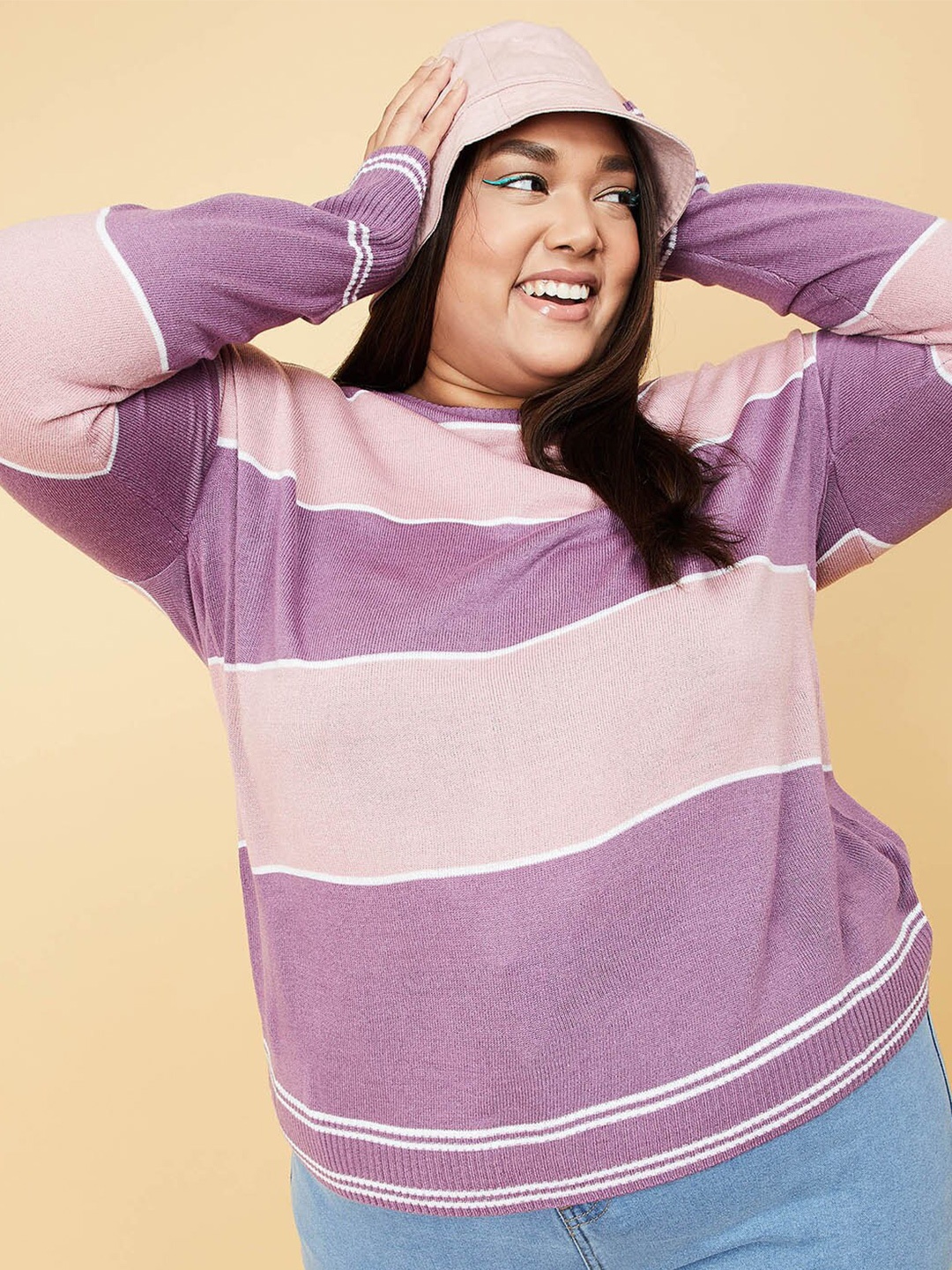 

max Women Lavender & Pink Colourblocked Colourblocked Pullover