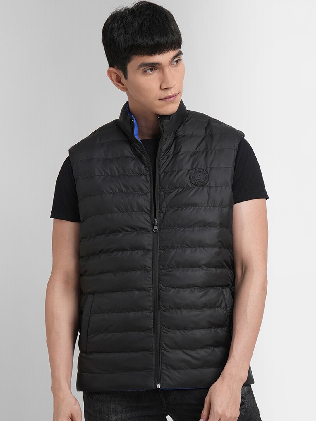 

Jack & Jones Men Multicoloured Reversible Crop Bomber Jacket, Multi