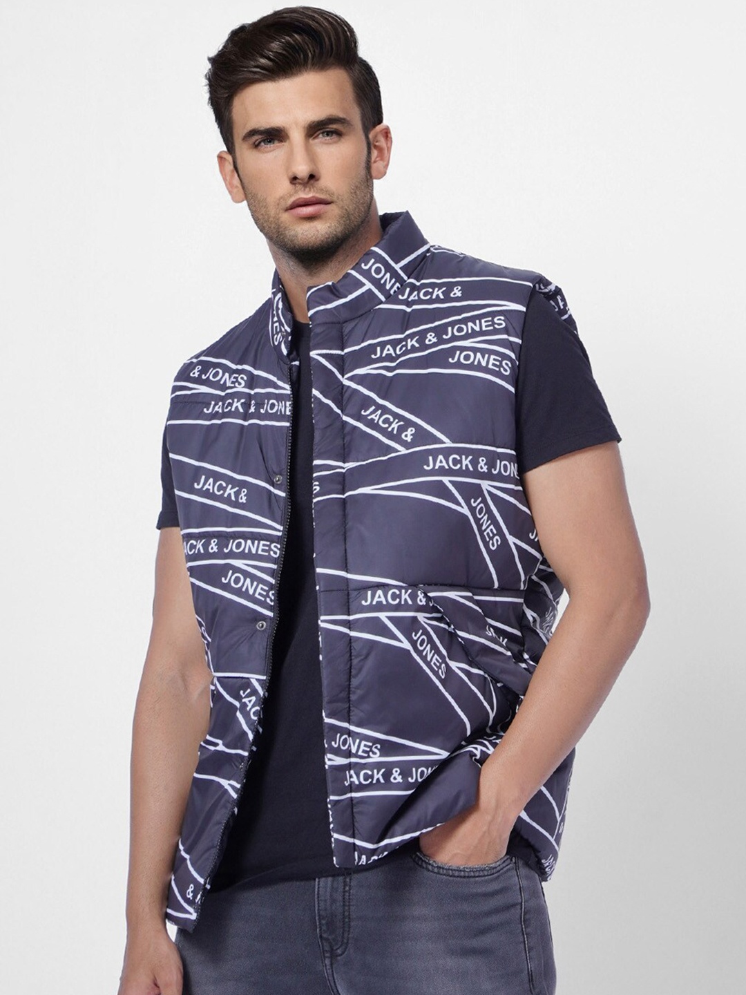 

Jack & Jones Men Blue Crop Tailored Jacket