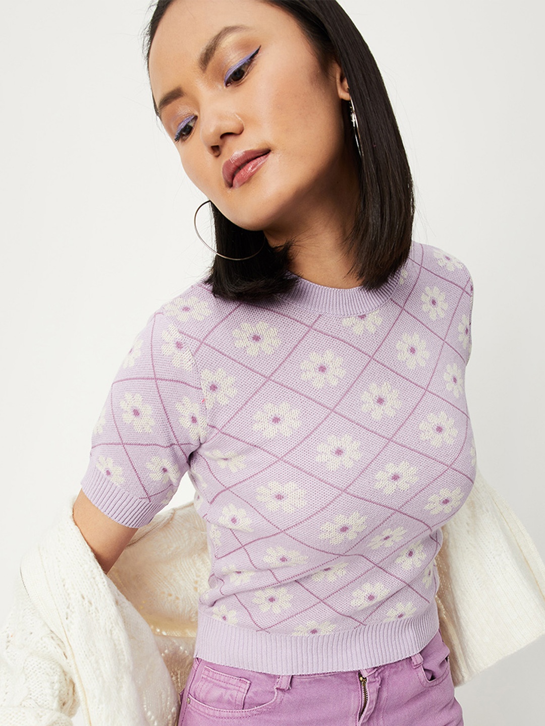 

max Lavender Floral Top