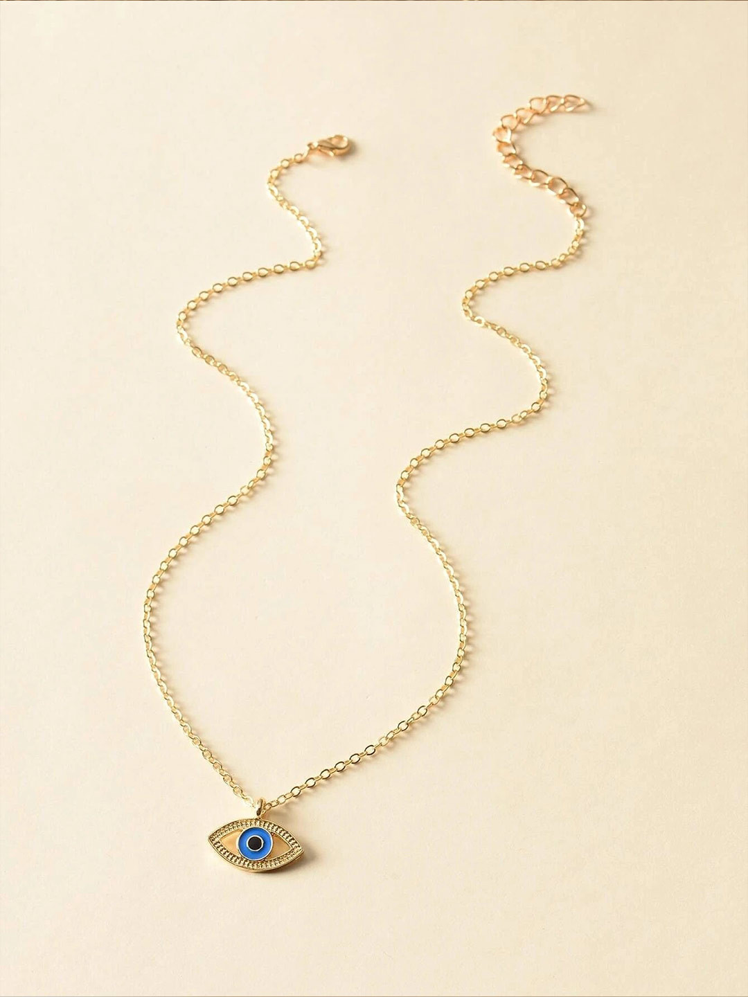 

Pinapes Unisex Gold-Toned & Blue Gold-Plated Necklace