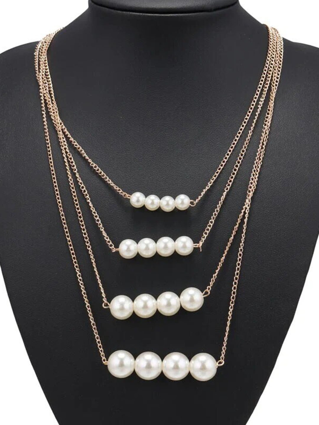 

Pinapes Unisex Gold-Toned & White Gold-Plated Layered Necklace
