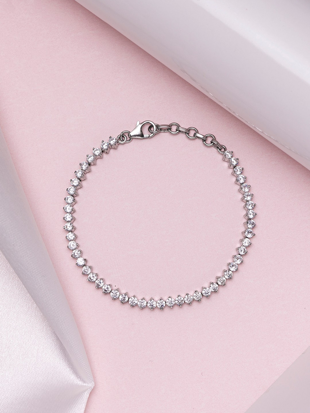 

Zavya Women Silver-Toned Silver Rhodium-Plated Wraparound Bracelet