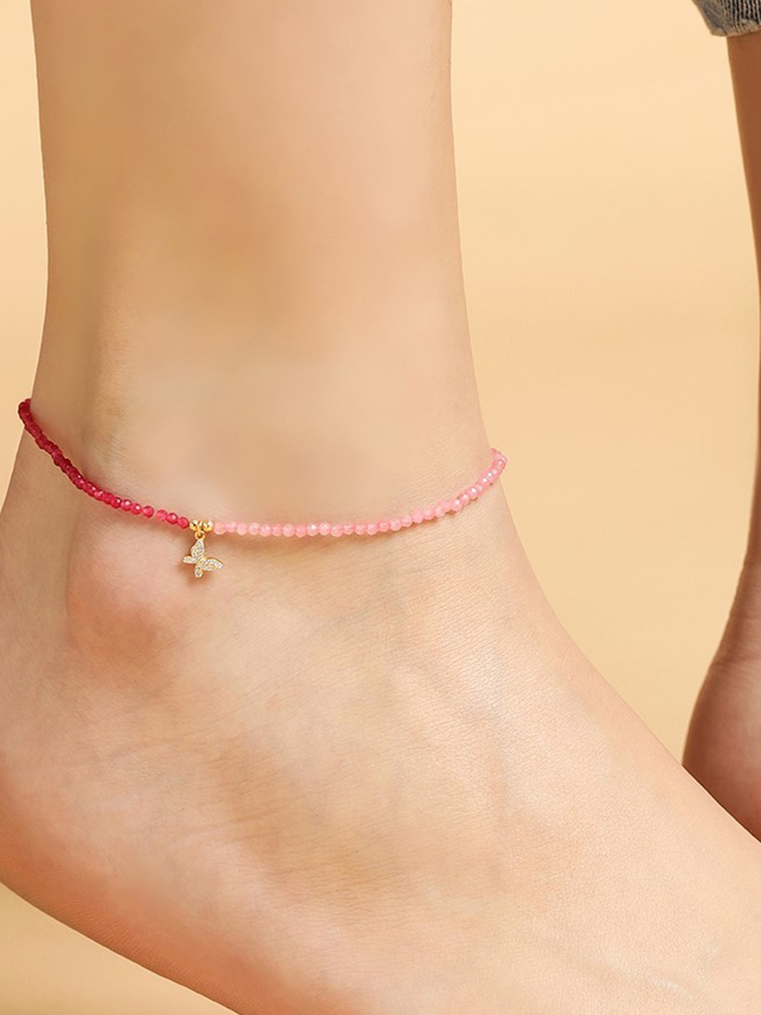 

Zavya Pink & Rose Gold Plating Silver Anklet