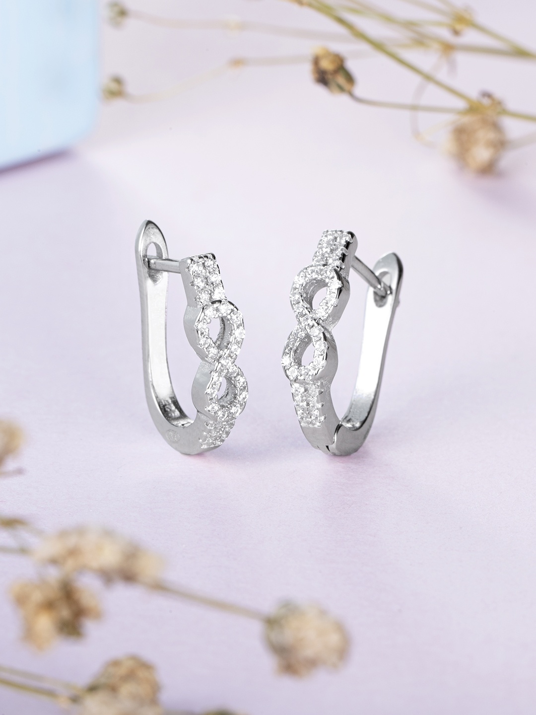 

Zavya Silver-Toned Rhodium-Plated Contemporary Hoop Earrings