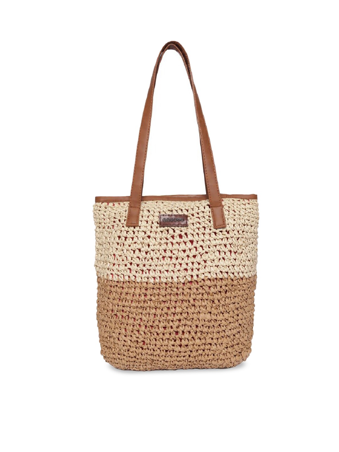 

ASTRID Brown Colourblocked Oversized Shopper Tote Bag