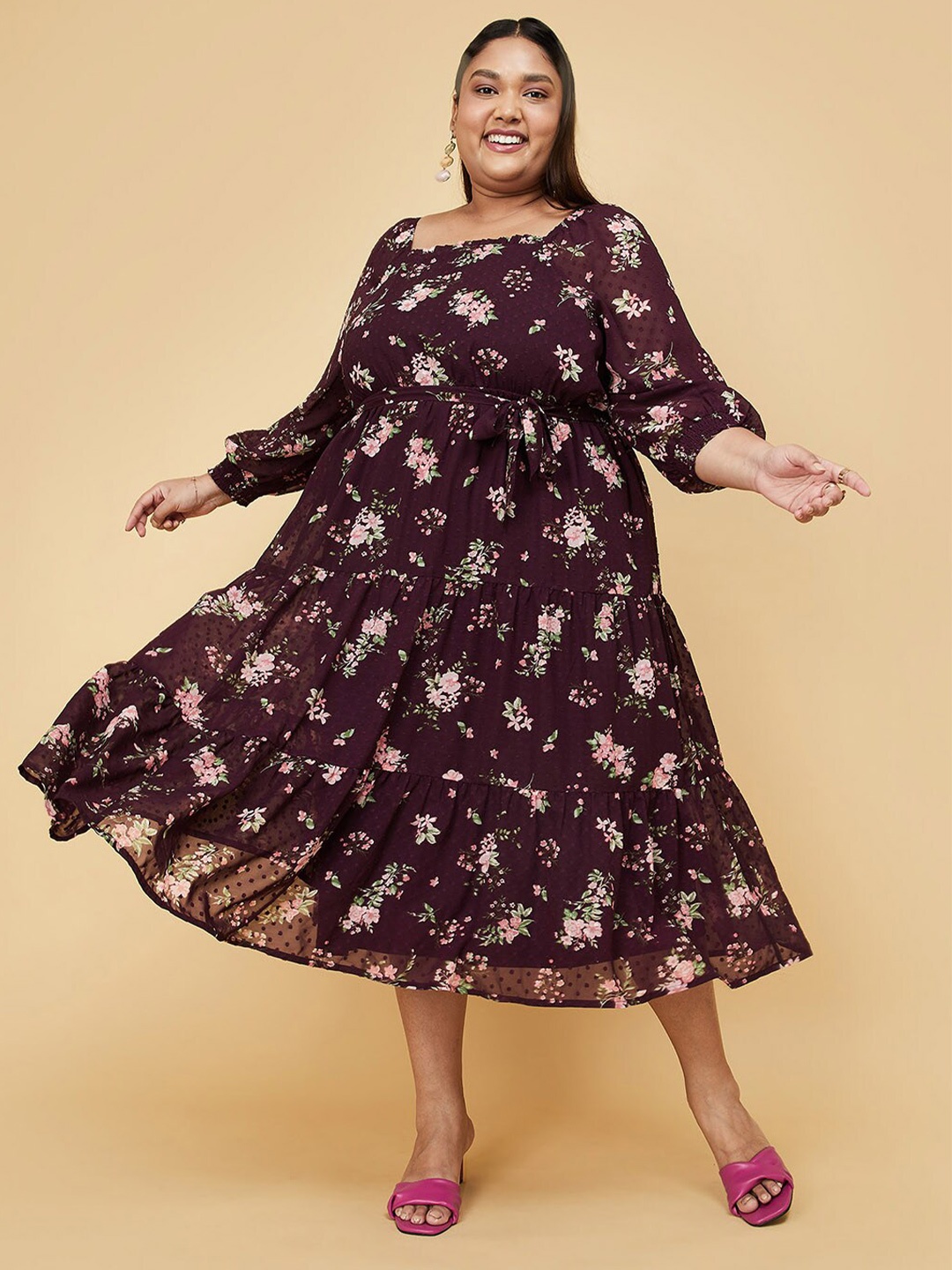 

max Red Floral A-Line Dress Plus Size