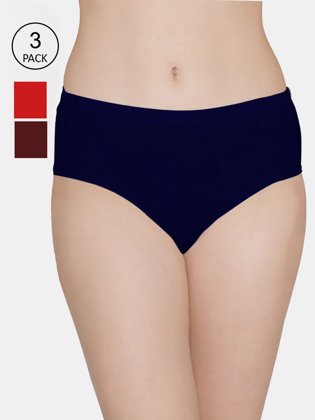 

Kalyani Women Pack Of 3 Navy Blue & Red Hipster Briefs