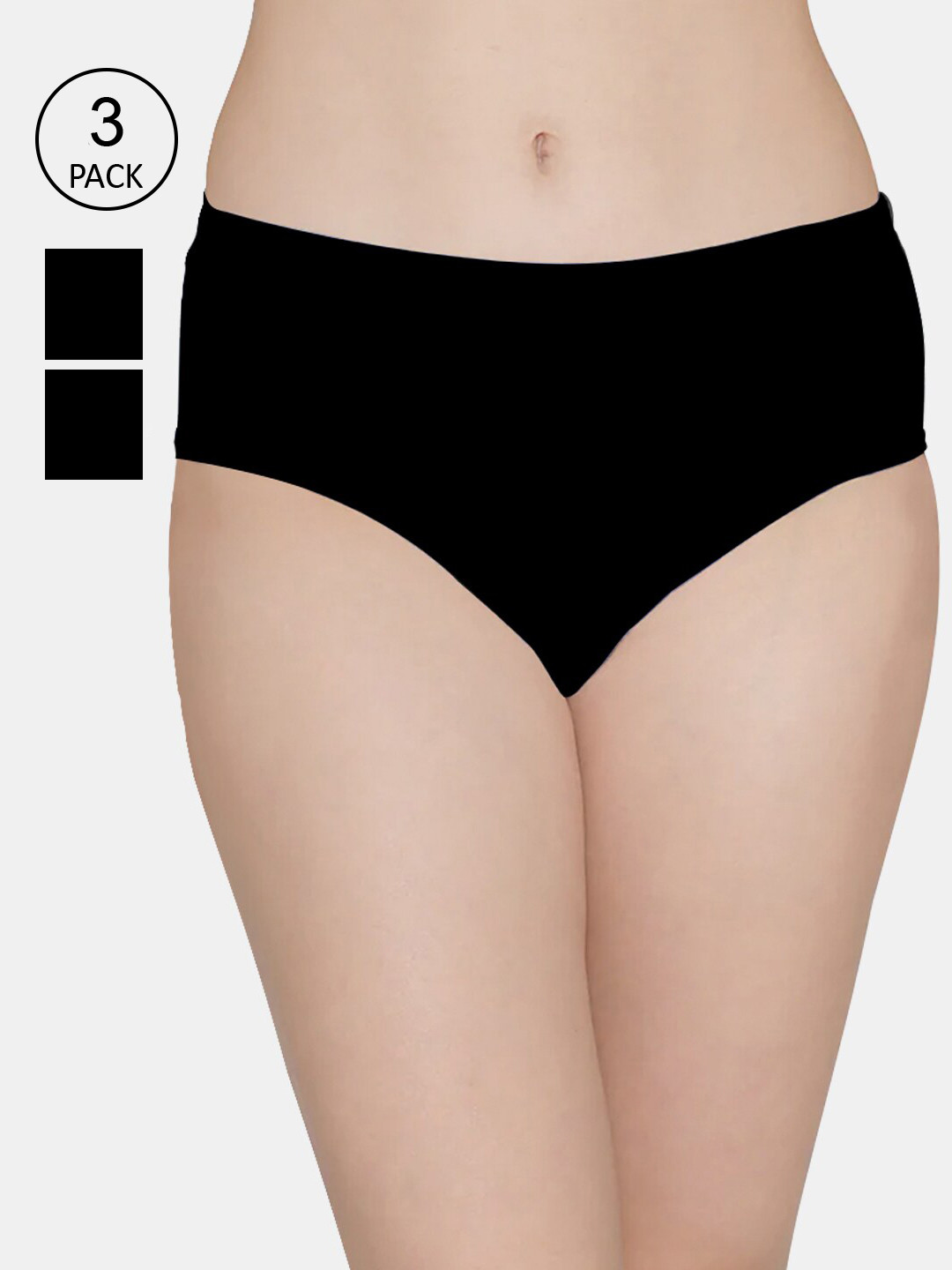 

Kalyani Women Pack Of 3 Black Solid Hipster Briefs