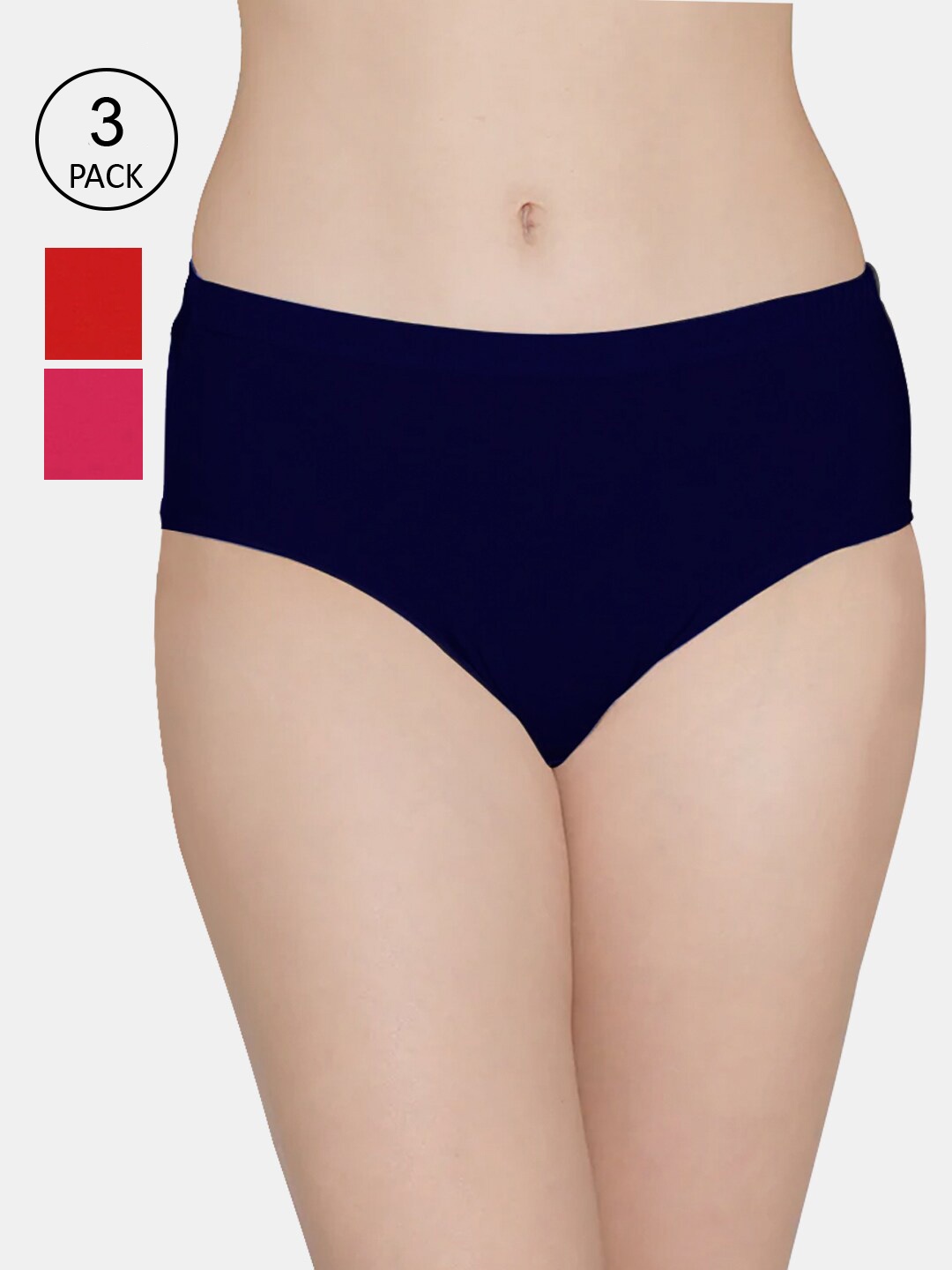

Kalyani Women Pack Of 3 Navy Blue & Pink Hipster Briefs