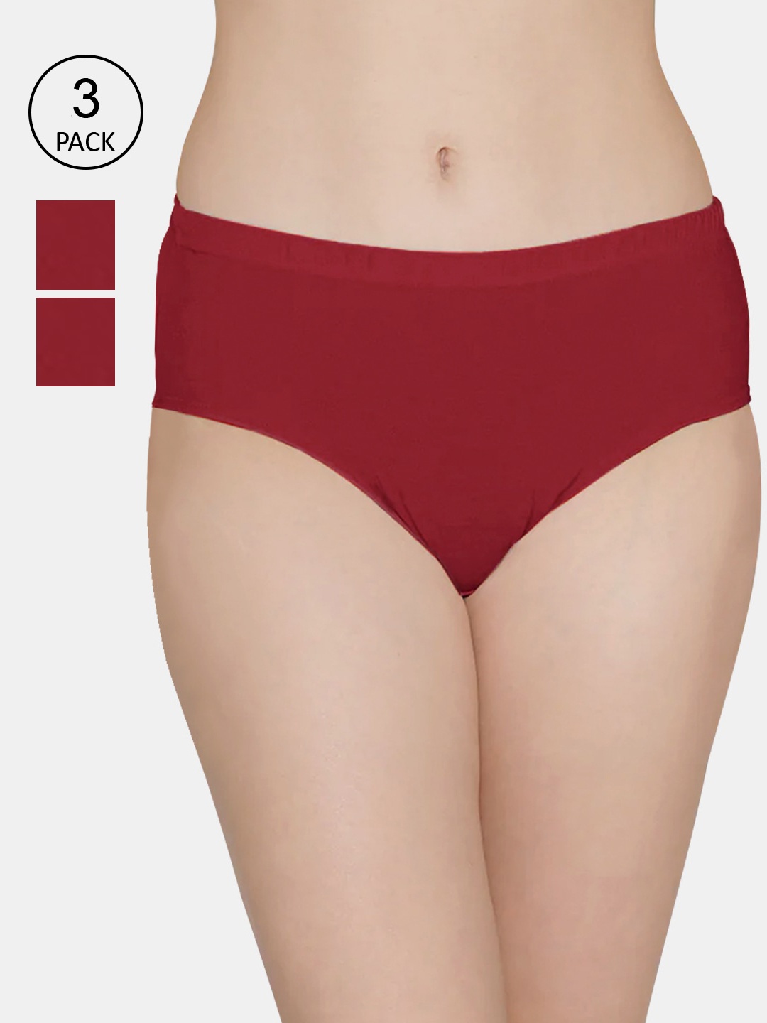 

Kalyani Women Pack Of 3 Red Solid Hipster Briefs