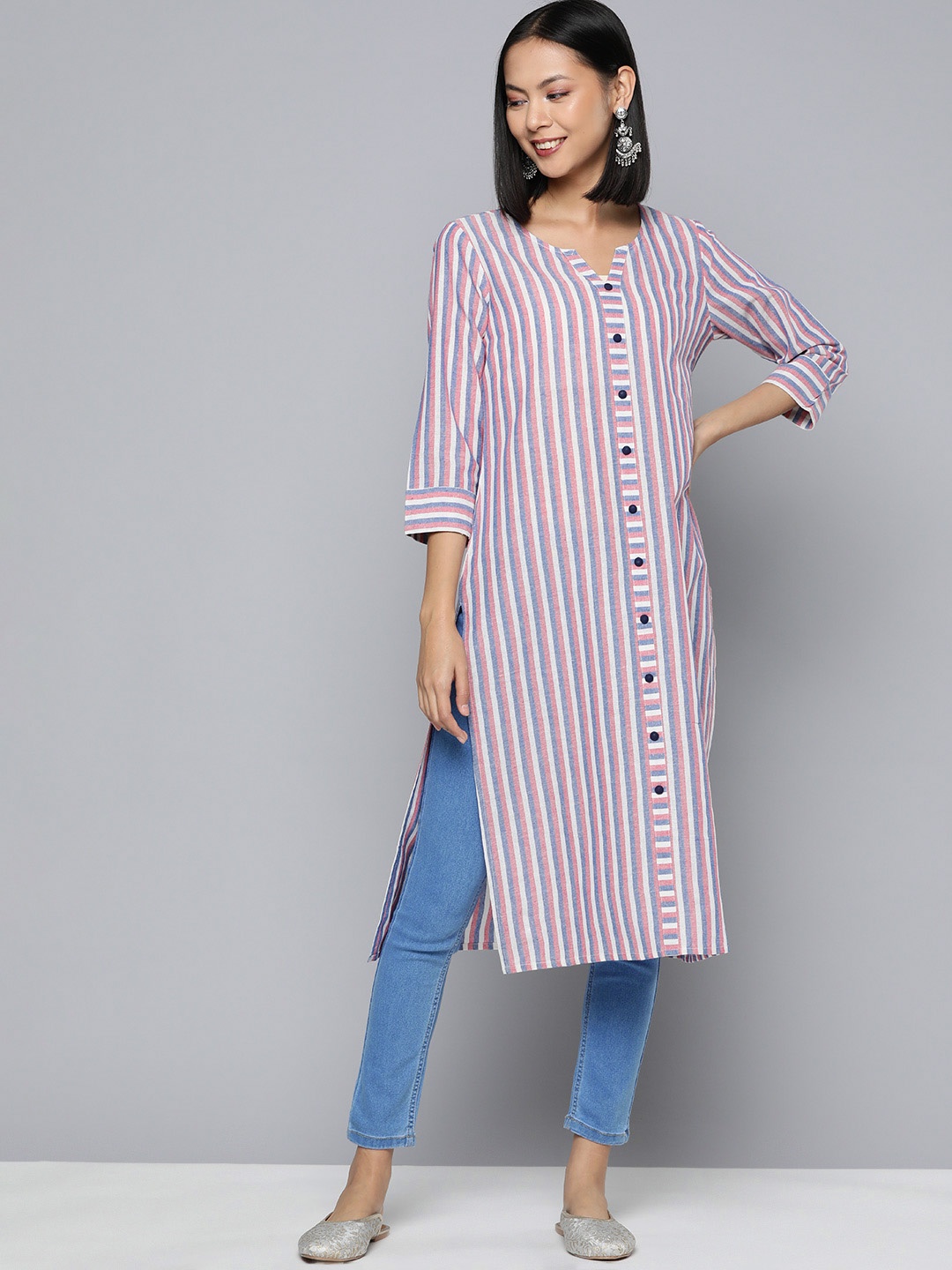 

HERE&NOW Women Yarn Dyed Striped Kurta, Multi