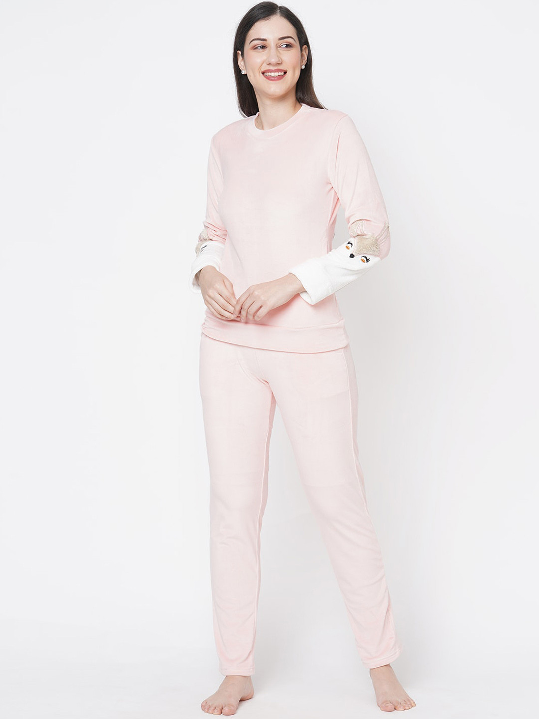 

Sweet Dreams Women Pink & White Night Suit