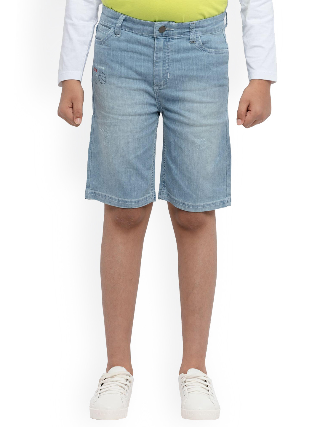 

UNDER FOURTEEN ONLY Boys Blue Slim Fit Cotton Denim Shorts