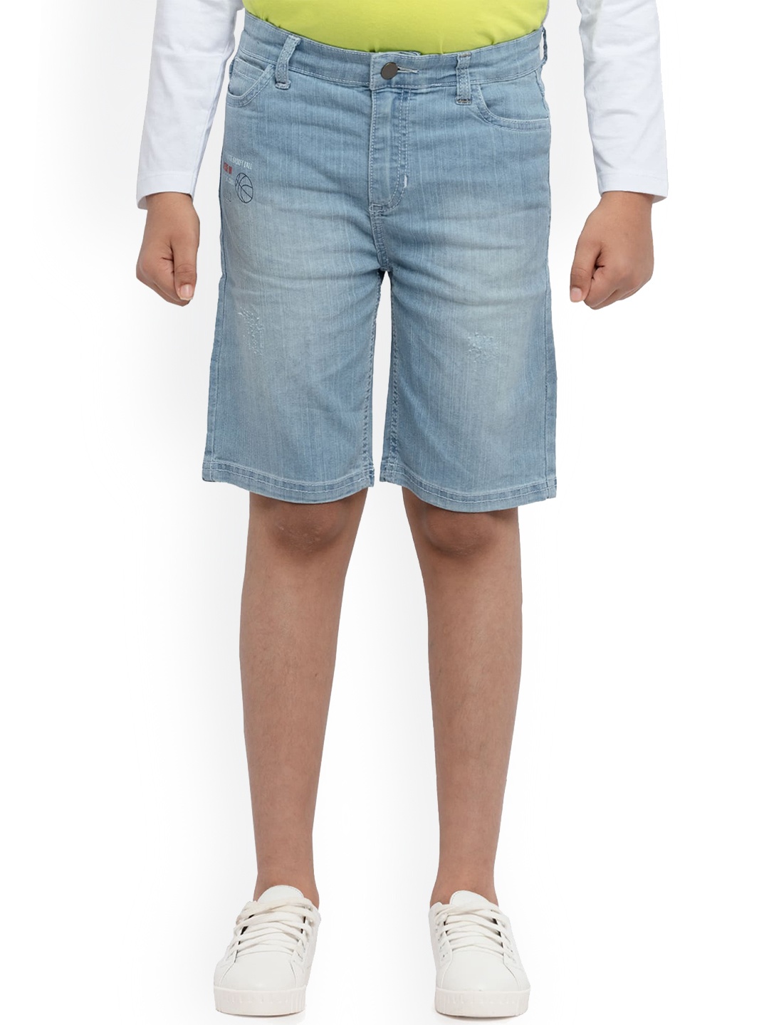 

UNDER FOURTEEN ONLY Boys Blue Slim Fit Cotton Denim Shorts