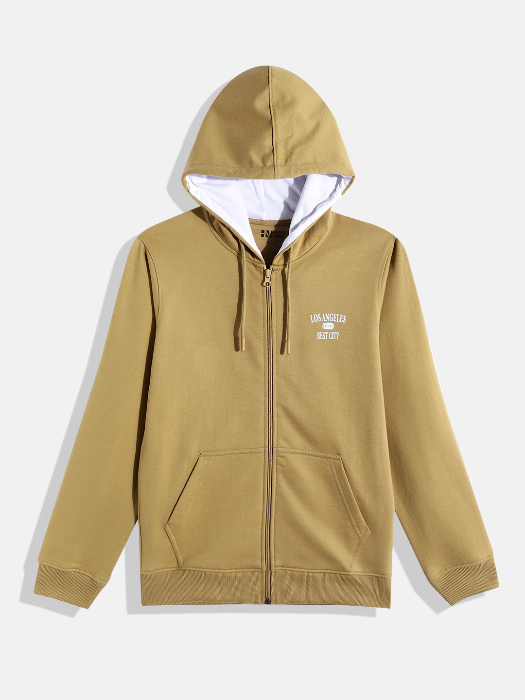

HERE&NOW Boys Beige Solid Hooded Sweatshirt