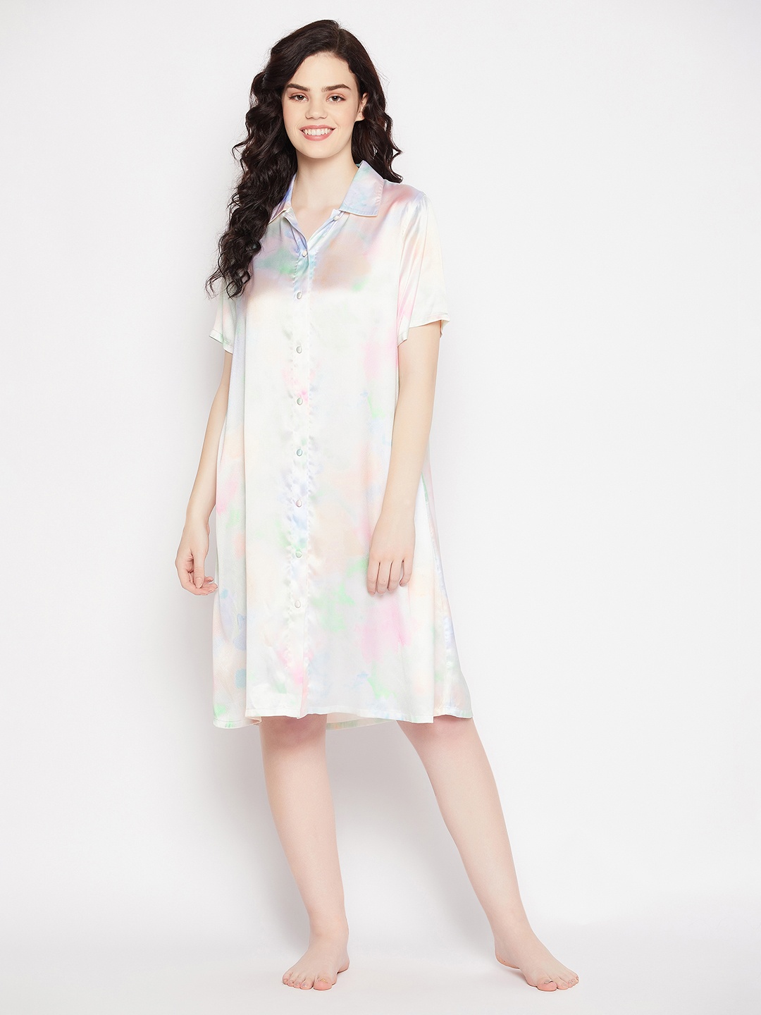 

Clovia White Printed Nightdress