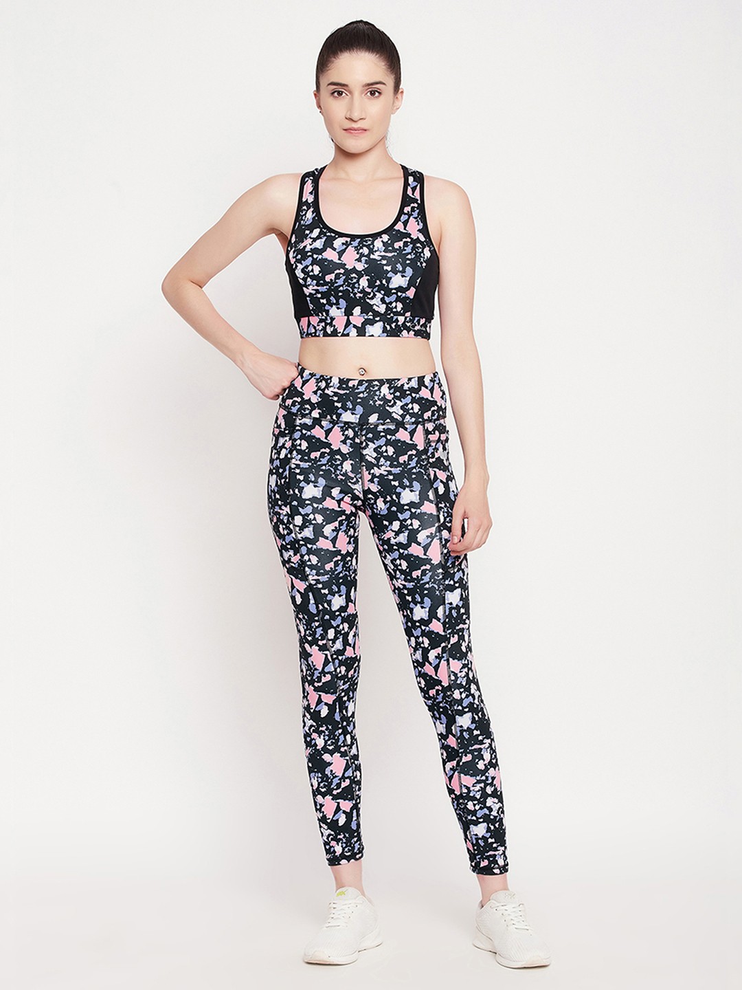

Clovia Women Blue & Pink Printed Polyester 4-Way Stretch Tracksuits