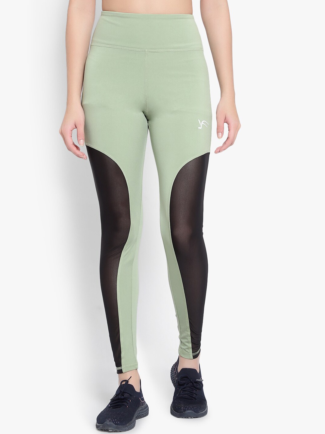 

YOU FOREVER Women Olive & Black Solid Slim-Fit Ankle-Length Tights