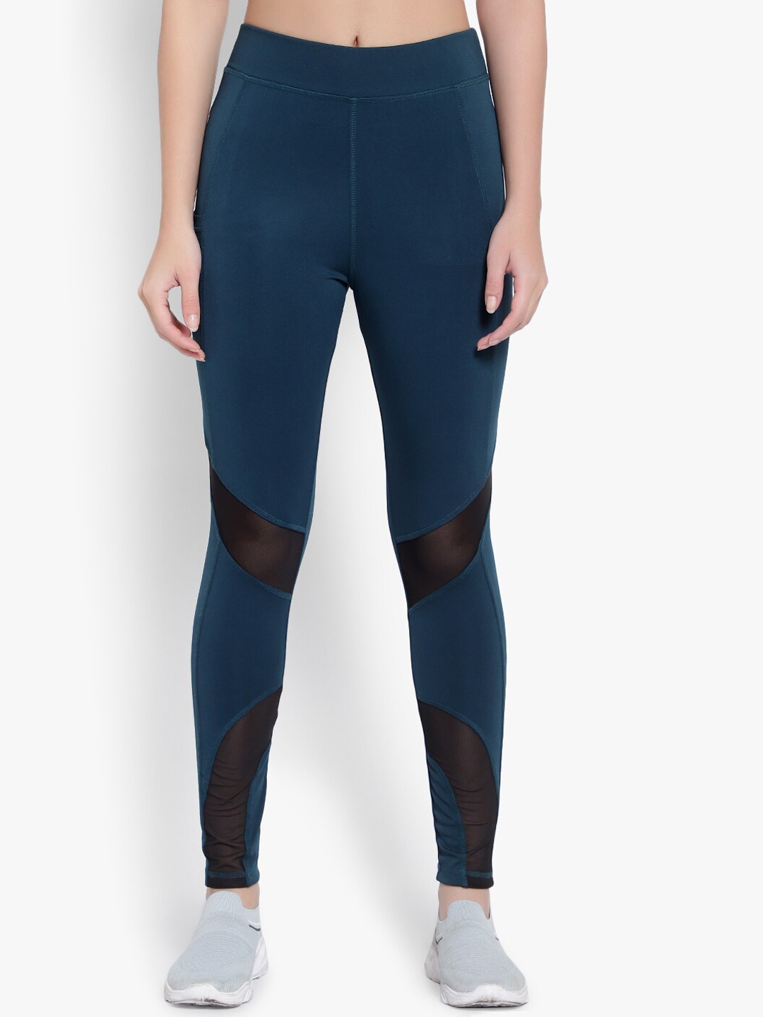 

YOU FOREVER Women Blue Solid Mesh Detail Tights