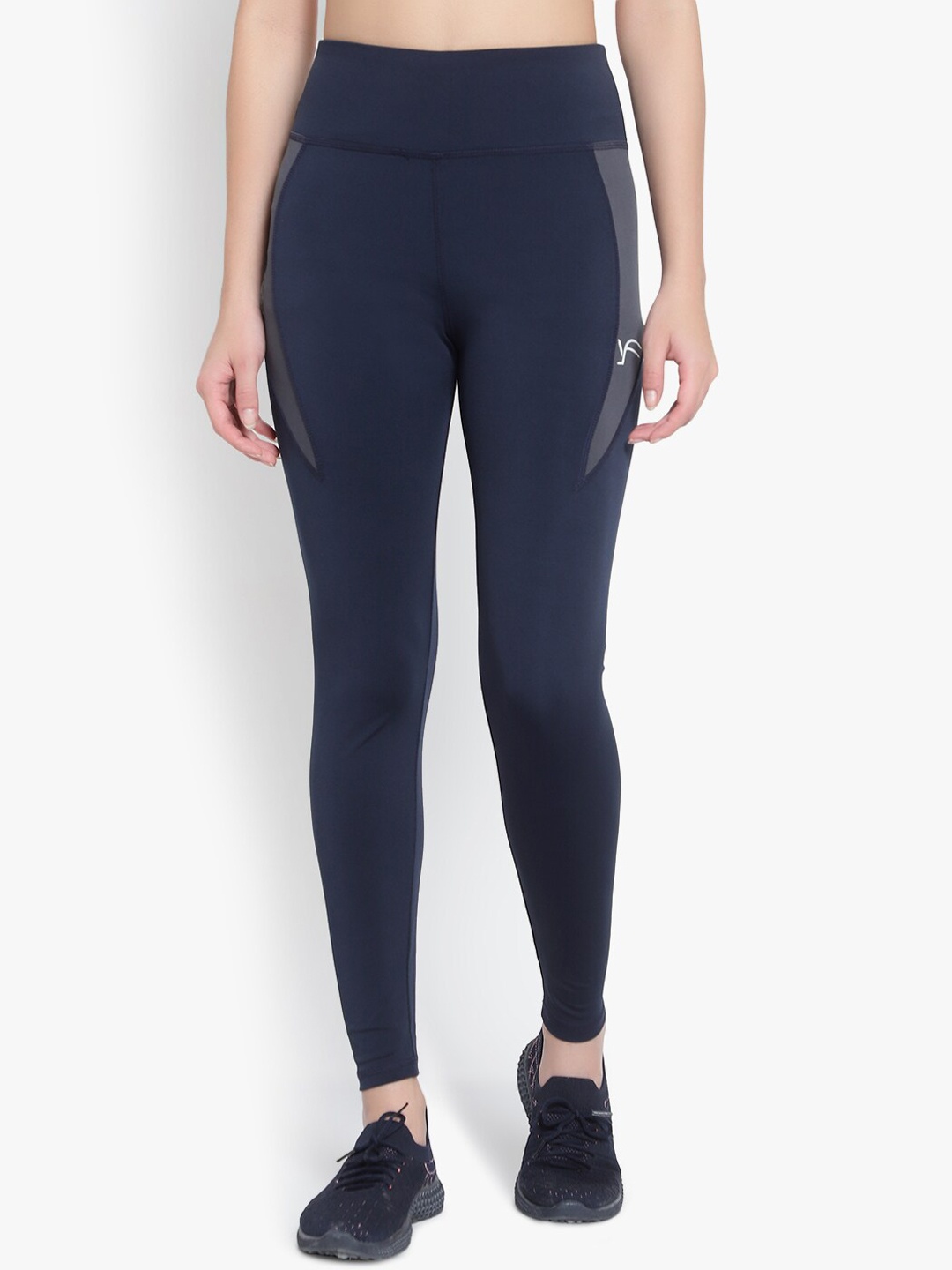 

YOU FOREVER Women Navy Blue & Grey Colourblocked Tights