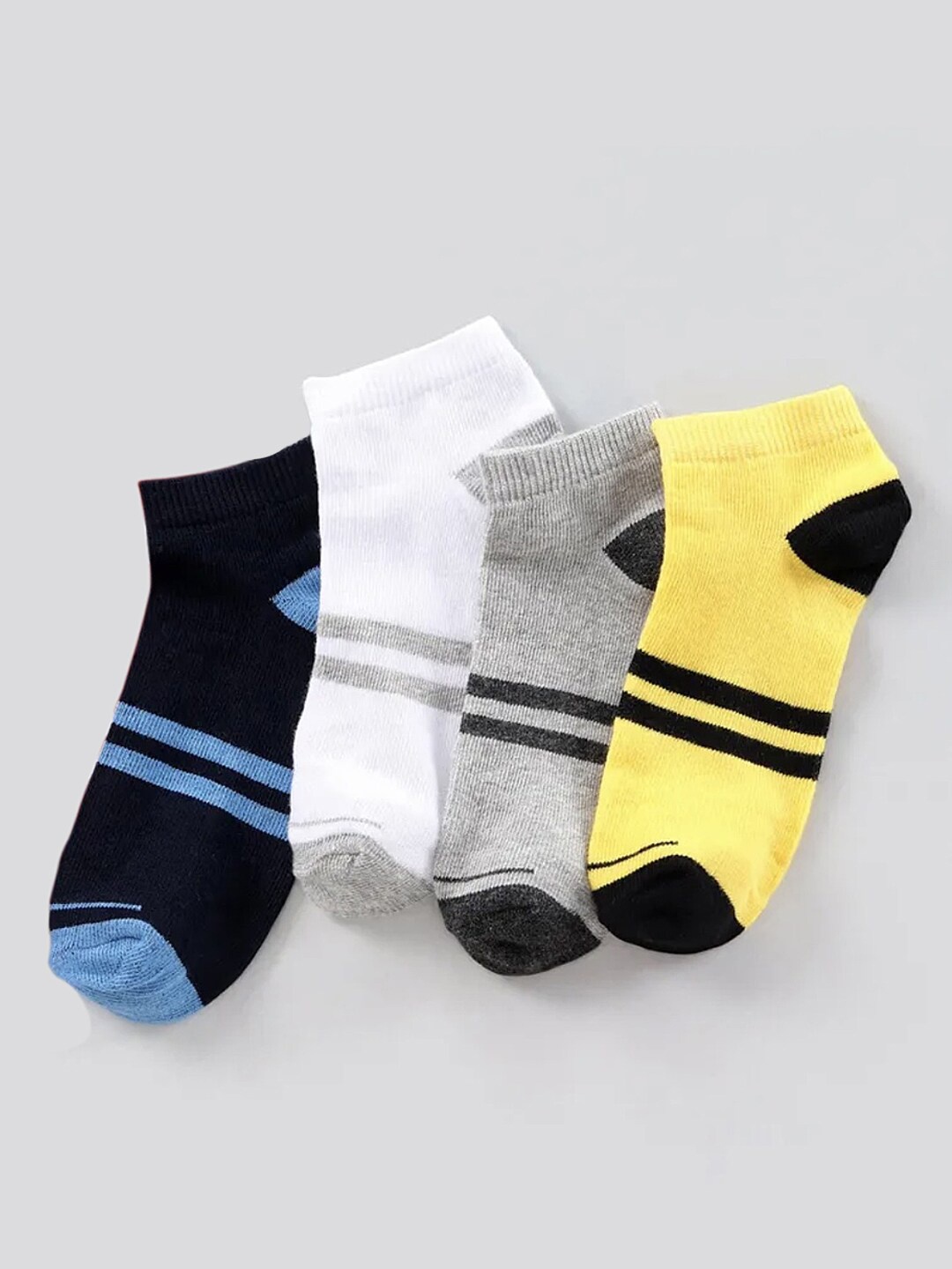 

Moms Home Kids Pack Of 4 Self-Design Organic Cotton Ankle-Length Socks, Yellow