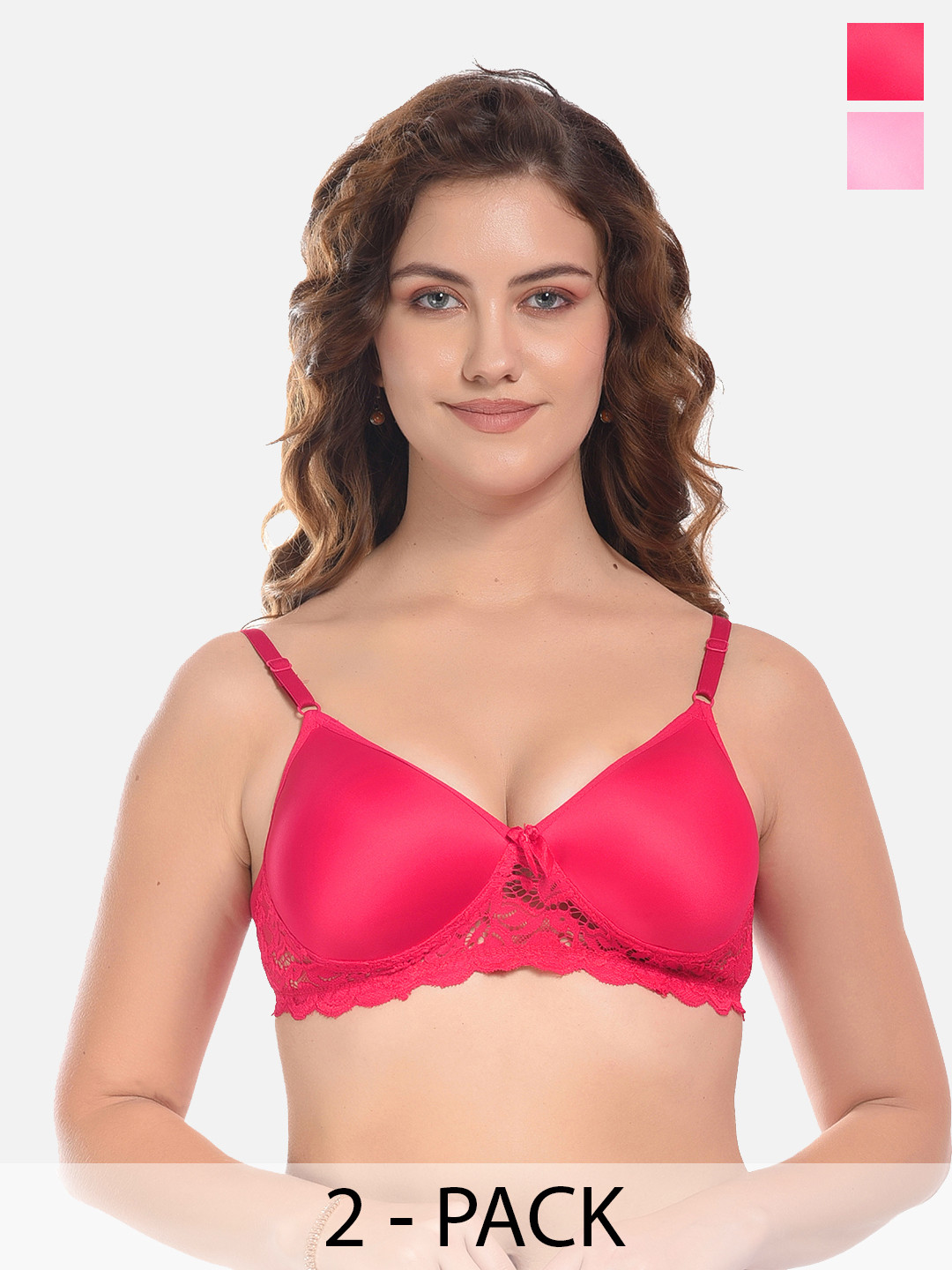 

FIMS Pink & Magenta Pack of 2 Cotton Lightly Padded Rapid Dry Bra