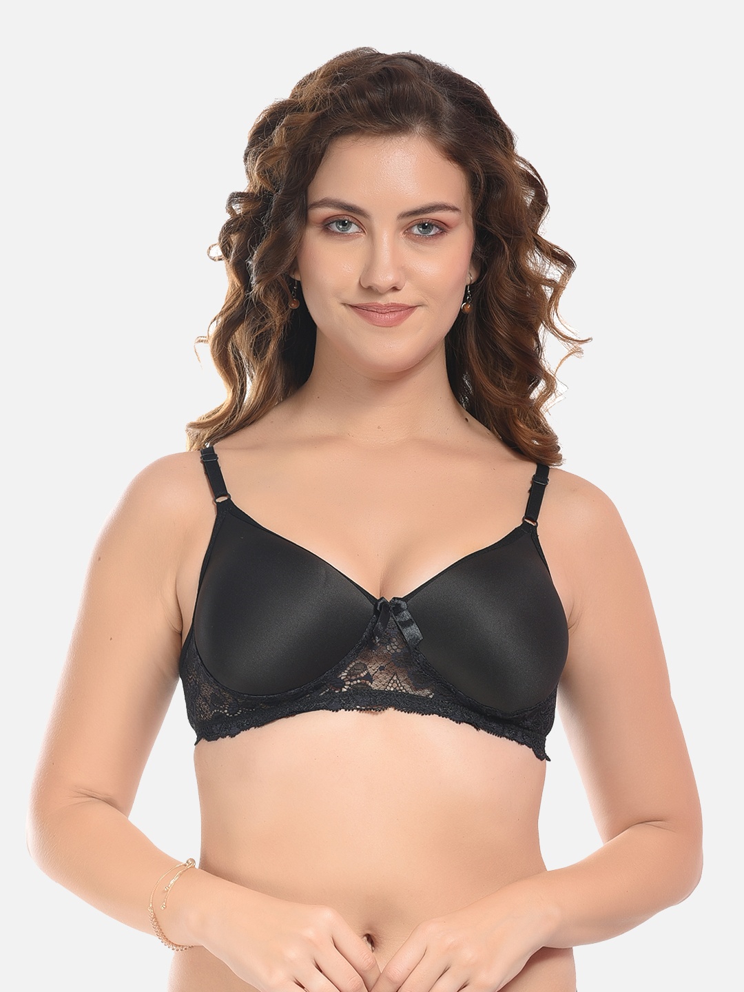 

FIMS Black Cotton Solid Lightly Padded Bra