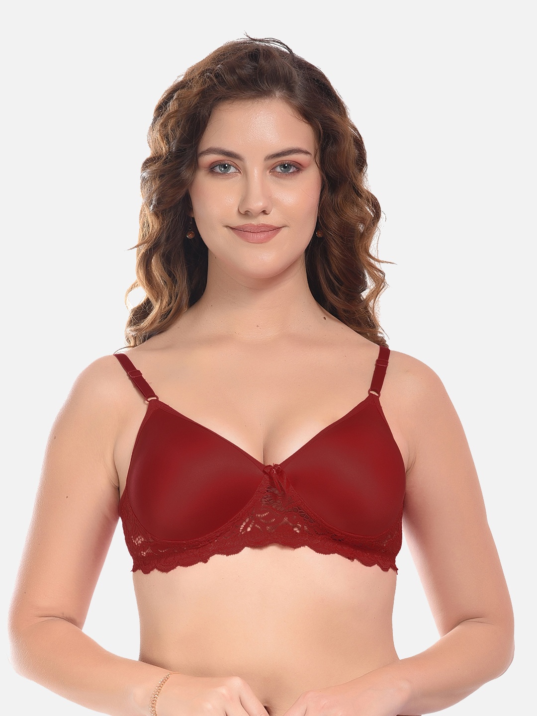 

FIMS Maroon Cotton Solid Lightly Padded Bra
