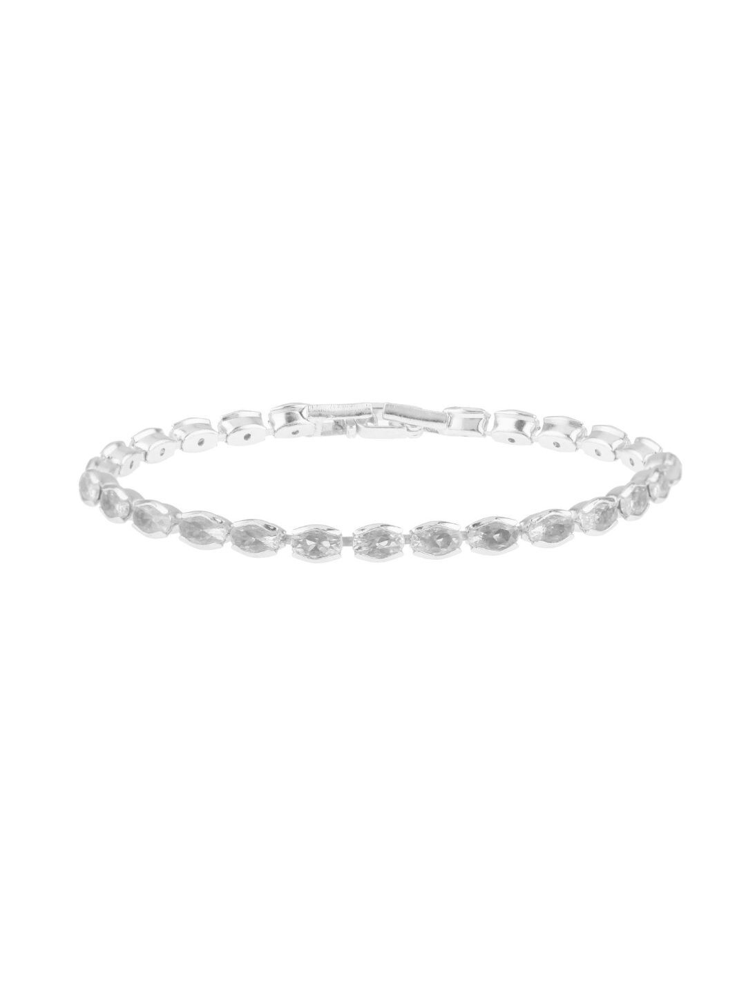 

Efulgenz Women Silver-Toned & White Crystals Antique Rhodium-Plated Charm Bracelet