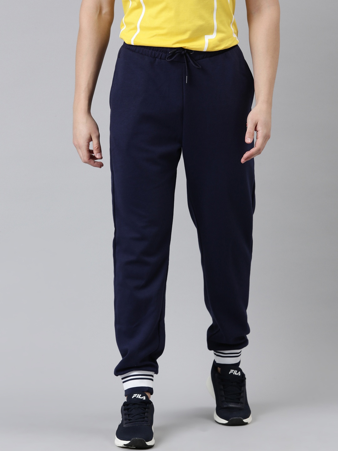 

FILA Men Blue Cotton Solid Joggers