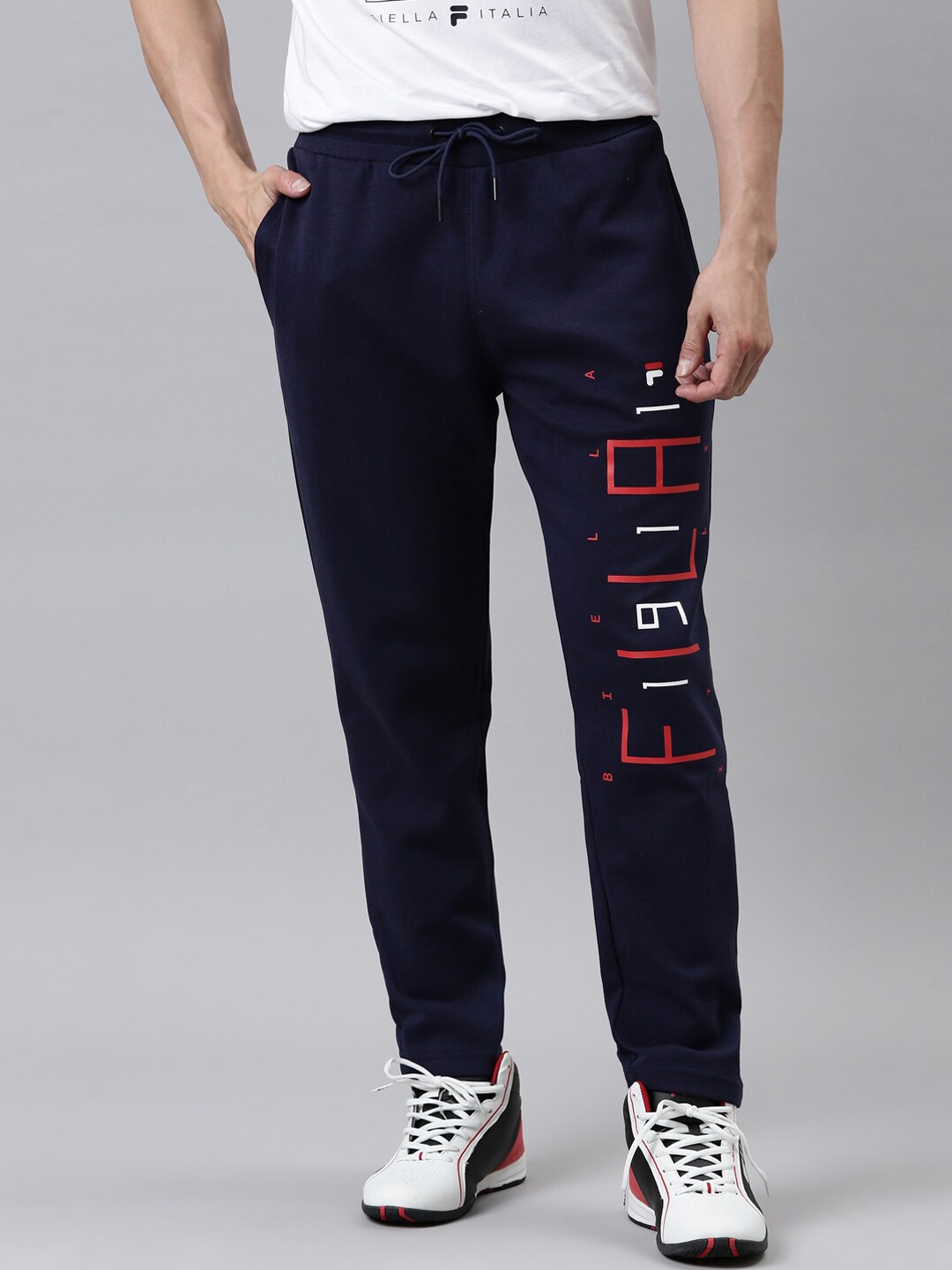 

FILA HOBI PEA Men Blue Printed Cotton Track Pants
