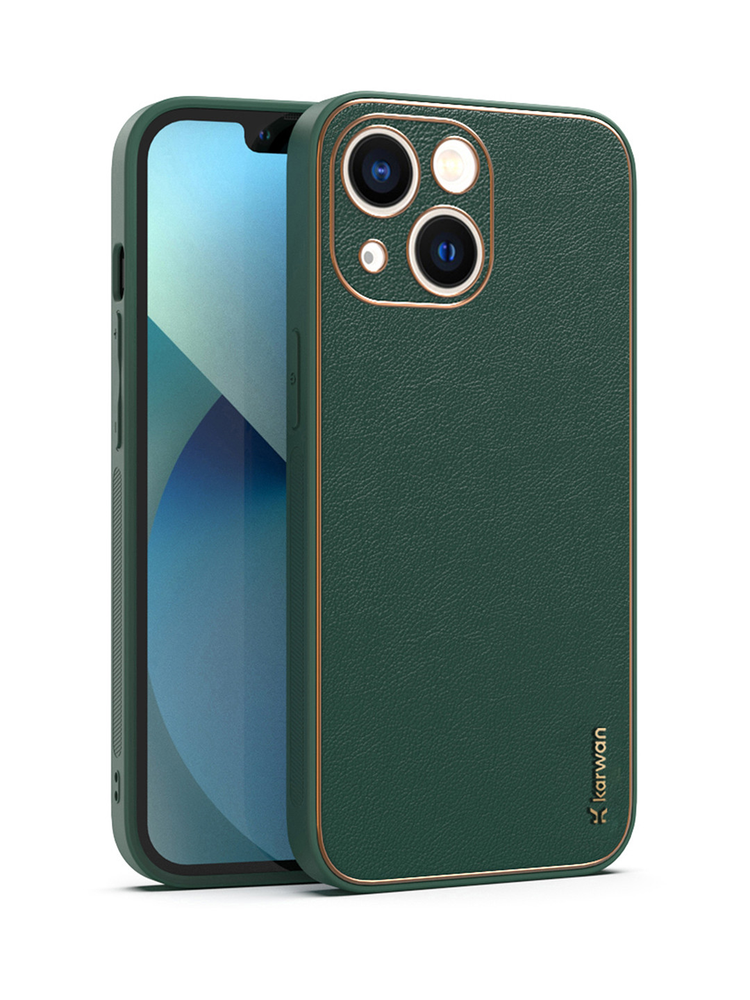 

Karwan Green Leather iPhone 13 Back Case